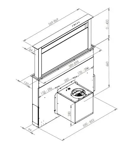 Award N-Bench 60cm Rear Riser Downdraft Rangehood  Rangehoods