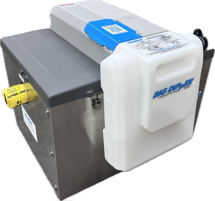 Big Dipper W-250-HYB grease interceptor showing reversible connections and collector - Simply Hospitality NZ