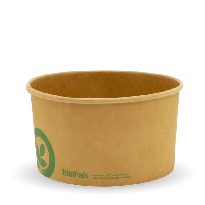 BioPak BioBoard Paper Salad Bowls – 1,000ml Large Kraft BioBowl – carton of 400