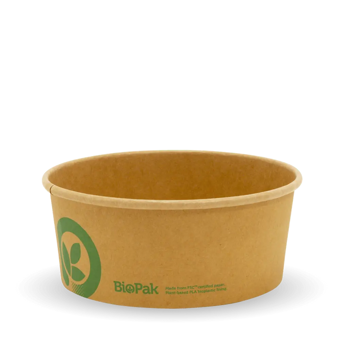 BioPak BioBoard Paper Salad Bowls – 750ml Medium Kraft BioBowl – carton of 400