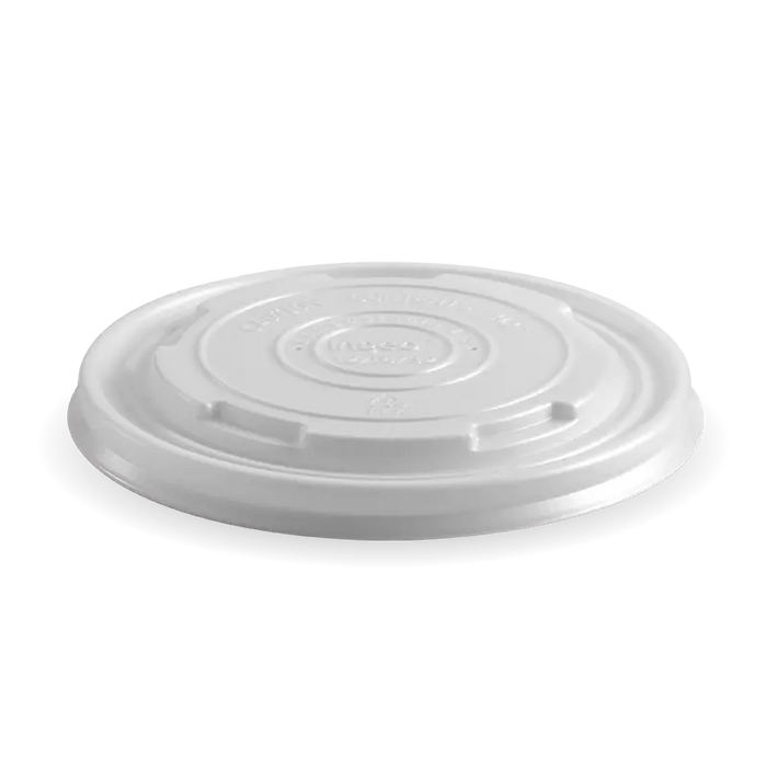 BioPak BioBoard Paper Soup Bowl Lids – 430-950ml - 12-32oz White PLA BioBowl Lid