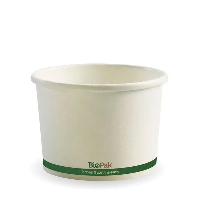 BioPak BioBoard Paper Soup Bowls – 550ml - 16oz White BioBowl