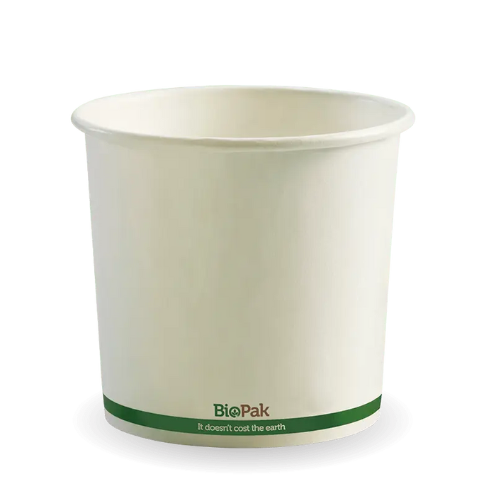 BioPak BioBoard Paper Soup Bowls – 740ml - 24oz White BioBowl