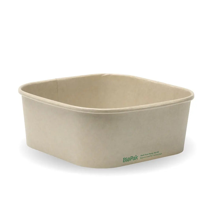 BioPak BioBoard Square Container Bases – 1,200ml Kraft BioBoard Square Takeaway Base