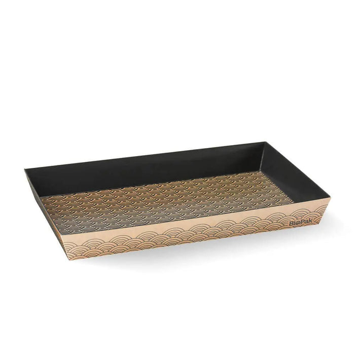 BioPak BioBoard Sushi Trays – Large sushi tray FSC Mix - kraft and black