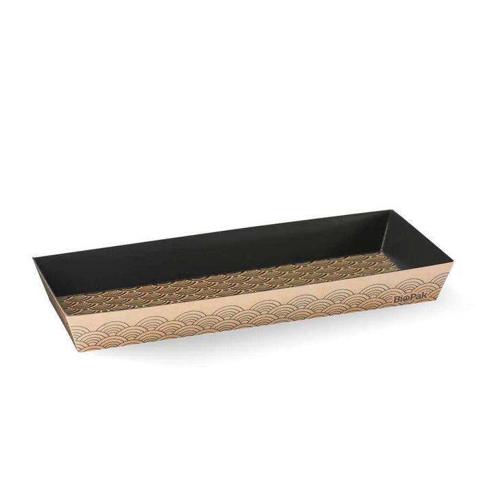 BioPak BioBoard Sushi Trays – Long sushi tray FSC Mix - kraft and black