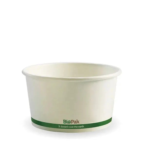 BioPak BioBoard- White Green Stripe BioBowl  Takeaway Containers