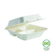 BioPak BioCane Clamshells – 20x22x8cm - 7.8x8x3" 3-Compartment White Plant Fibre Clamshell – carton of 200