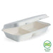 BioPak BioCane Clamshells – 28x16x7cm - 11.6x6x3" 2-Compartment White Plant Fibre Clamshell – carton of 100