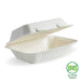 BioPak BioCane Clamshells – 23x15x8cm - 9x6x3" White Plant Fibre Clamshell – carton of 250
