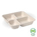 BioPak BioCane Compartment Container Bases – 4-Compartment Large Natural Plant Fibre Takeaway Base – carton of 300