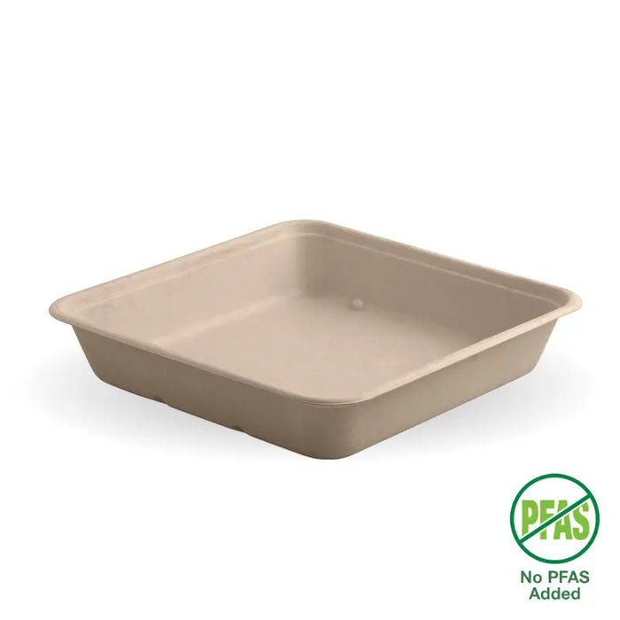 BioPak BioCane Compartment Container Bases – 1,750ml Large Natural Plant Fibre Takeaway Base – carton of 300