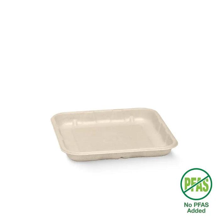 BioPak BioCane Produce Trays – 14x14x2cm - 5x5" Plant Fibre Produce Tray – carton of 1,000