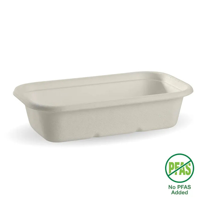 BioPak BioCane Rectangular Container Bases – 1,000ml White Plant Fibre Takeaway Base – carton of 500