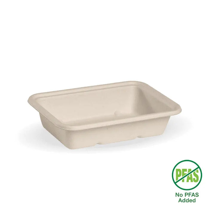BioPak BioCane Rectangular Container Bases – 500ml Natural Plant Fibre Takeaway Base – carton of 500
