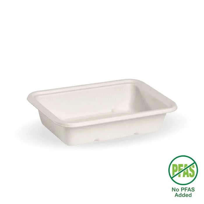 BioPak BioCane Rectangular Container Bases – 500ml White Plant Fibre Takeaway Base – carton of 500