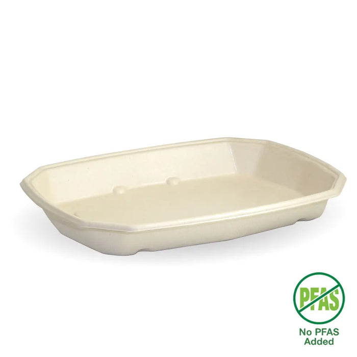BioPak BioCane Rectangular Container Bases – 600ml Natural Plant Fibre Octa Takeaway Base – carton of 400