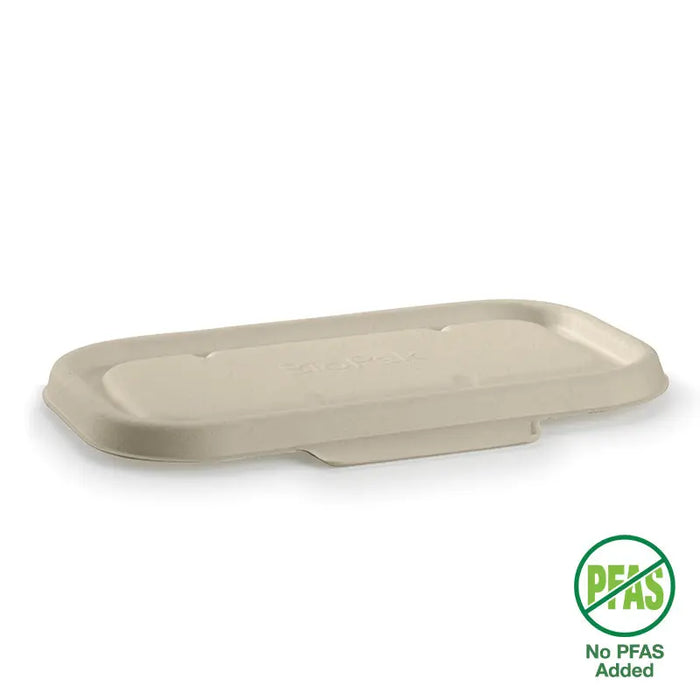 BioPak BioCane Rectangular Container Lids – 750 & 1,000ml Natural Plant Fibre Takeaway Lid – carton of 500