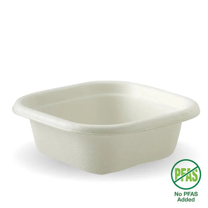BioPak BioCane Square Container Bases – 280ml White Plant Fibre Takeaway Base – carton of 600