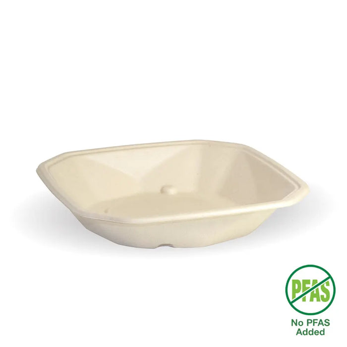 BioPak BioCane Square Container Bases – 500ml Natural Plant Fibre Octa Takeaway Base – carton of 400