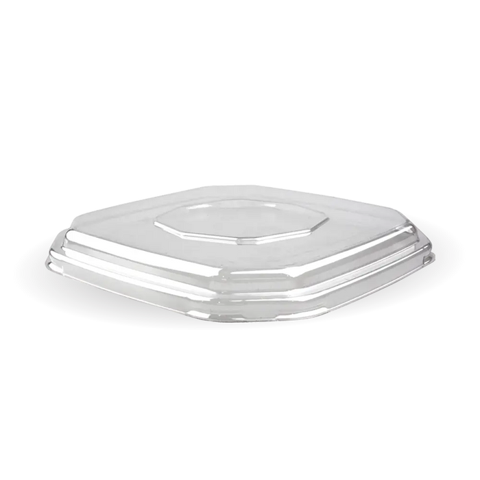 BioPak BioCane Square Container Lids – 500 & 750ml Clear RPET Octa Takeaway Lid – carton of 400