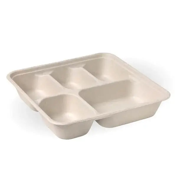 BioPak Biocane - Rectangular Plant Fibre Takeaway Compartment Base  Takeaway Containers