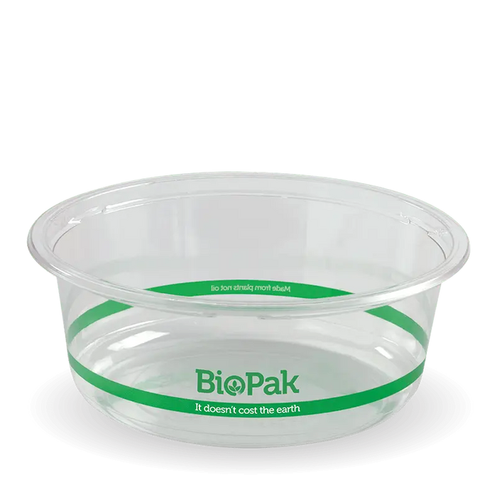 BioPak Clear PLA Bowls – 600ml Clear Wide BioBowl – carton of 600