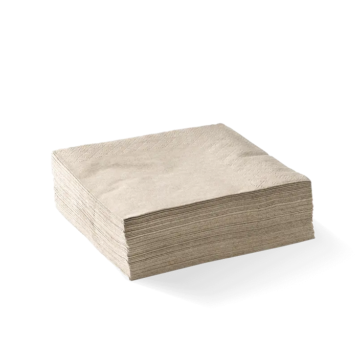 BioPak Cocktail Napkins – 2-Ply Natural Corner Embossed Cocktail BioNapkin – carton of 2,000
