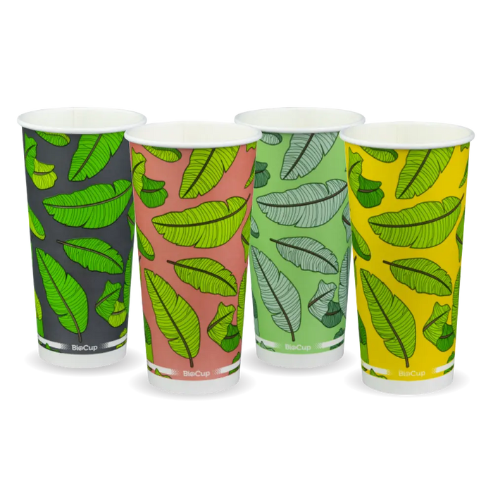BioPak Coloured Paper Cold BioCups – 650ml - 22oz (90mm) Leaf Cold Paper – carton of 1,000