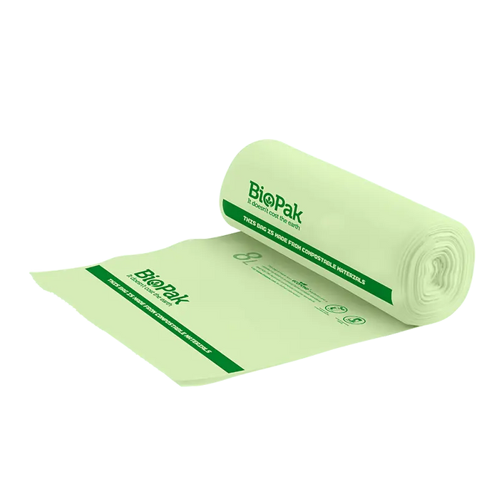 BioPak Compostable Bin Liners – 8L Bioplastic Bag – carton of 1,000