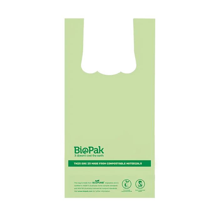 BioPak Compostable Handle Bags – 8L Bioplastic Bags With Handle – carton of 2,000