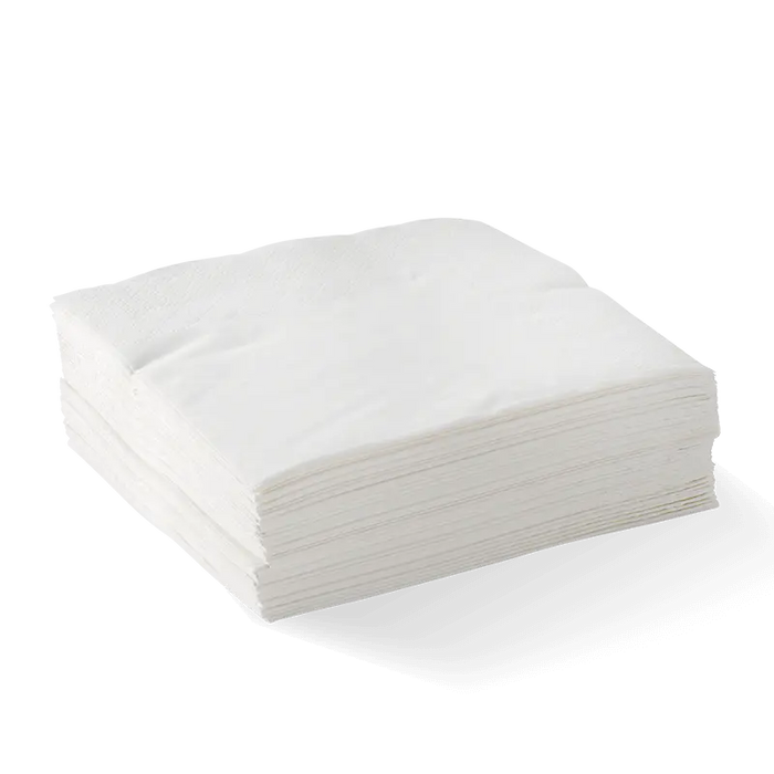 BioPak Dinner Napkins – 2-Ply 1/4 Fold White Corner Embossed Dinner BioNapkin – carton of 1,000