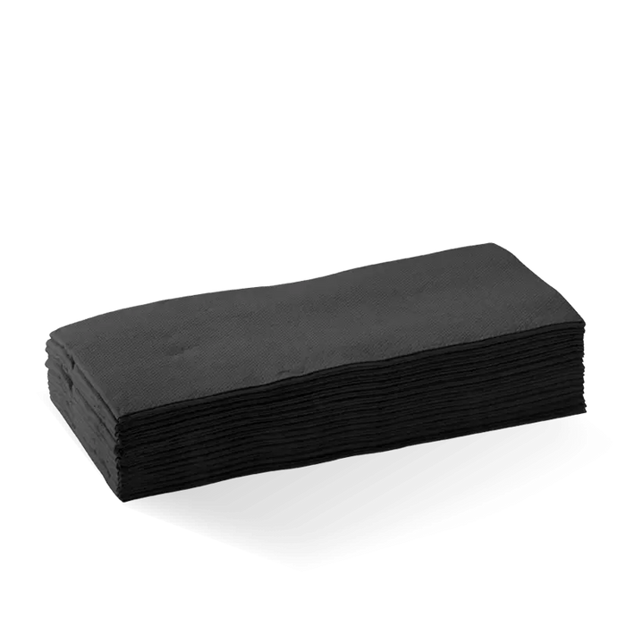BioPak Dinner Napkins – 2-Ply 1/8 Fold Black BioNapkin – carton of 1,000
