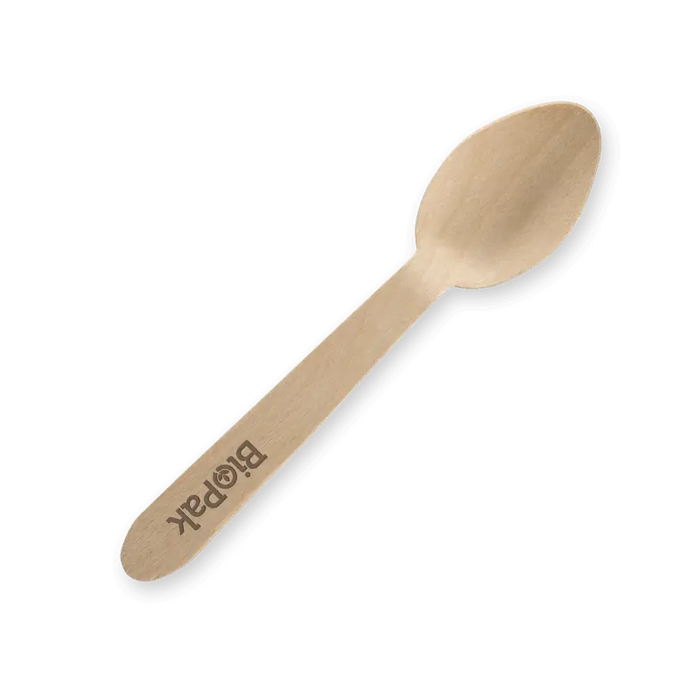 BioPak FSC Wooden Teaspoons – 10cm Wood Teaspoon – carton of 2,000