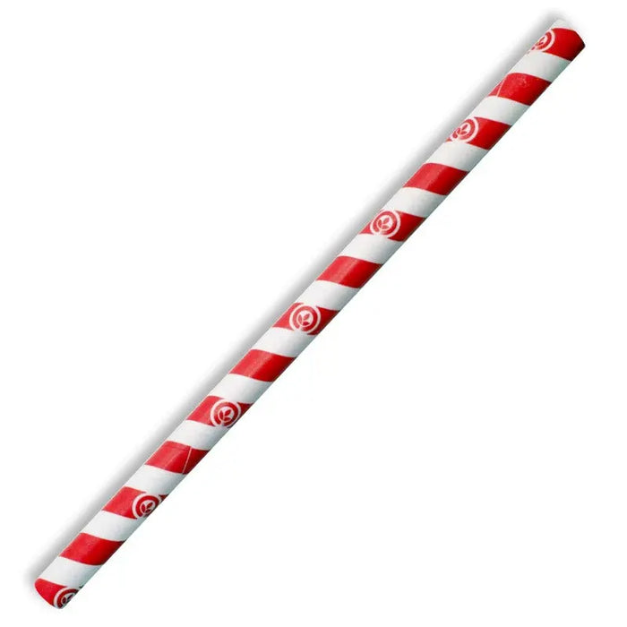 BioPak Jumbo Paper BioStraws – 10mm Jumbo Red Stripe BioStraw