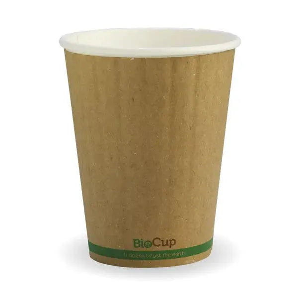 BioPak Kraft Green Stripe Double Wall BioCup  Hot Cups