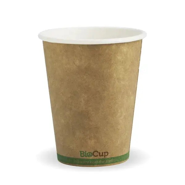 BioPak Kraft Green Stripe Single Wall BioCup  Hot Cups