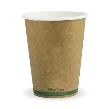 BioPak Kraft Green Stripe Single Wall BioCup  Hot Cups