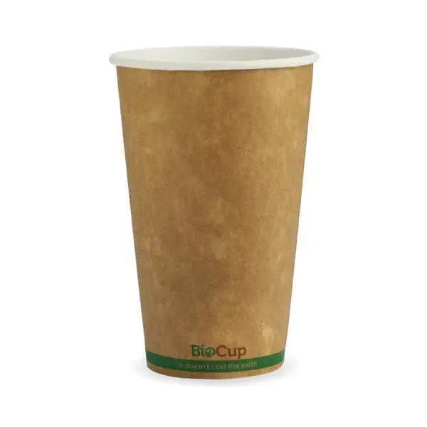 BioPak Kraft Green Stripe Single Wall BioCup  Hot Cups