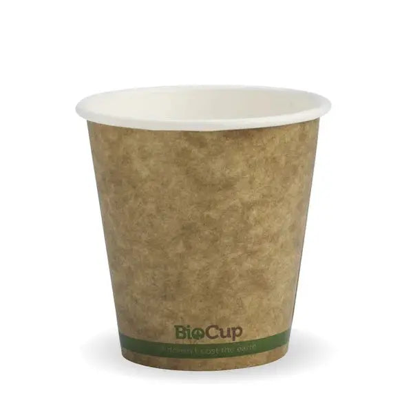 BioPak Kraft Green Stripe Single Wall BioCup  Hot Cups