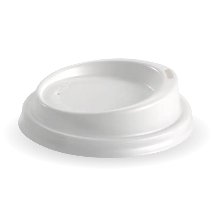 BioPak PS Hot Cup Lids – 80mm – Standard – White