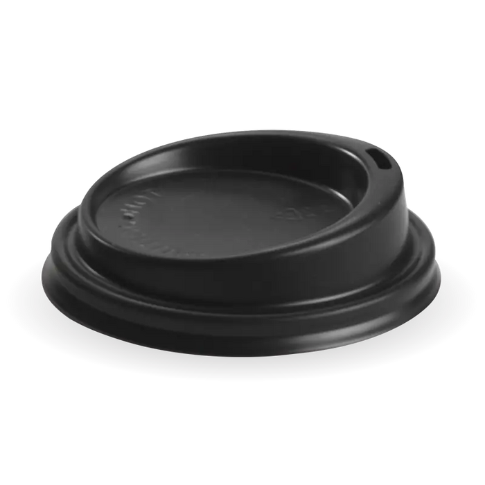 BioPak PS Hot Cup Lids – 80mm – Standard – Black