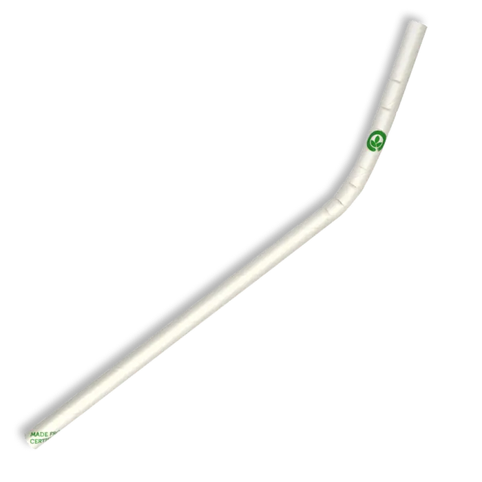 BioPak Regular Paper BioStraws – 6mm Regular White Bendy BioStraw – carton of 2,500