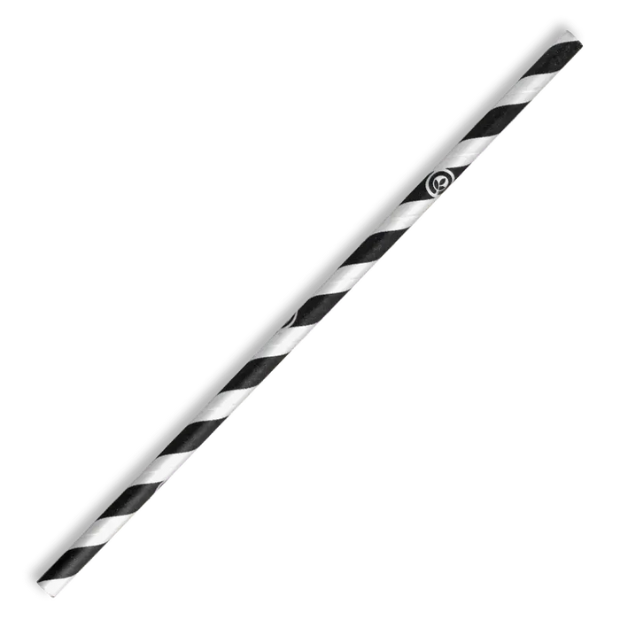 BioPak Regular Paper BioStraws – 6mm Regular Black Stripe BioStraw – carton of 2,500