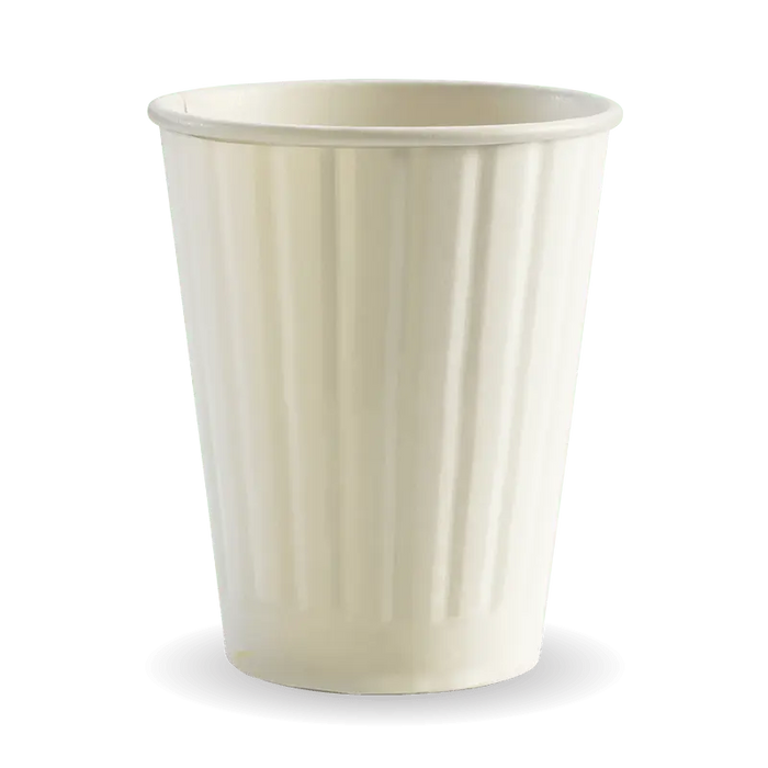 BioPak White Double Wall Hot BioCups – 390ml - 12oz – 90mm rim – carton of 1,000