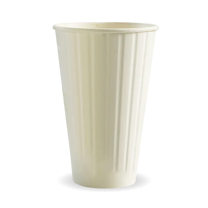 BioPak White Double Wall Hot BioCups – 460ml - 16oz – 90mm rim – carton of 600