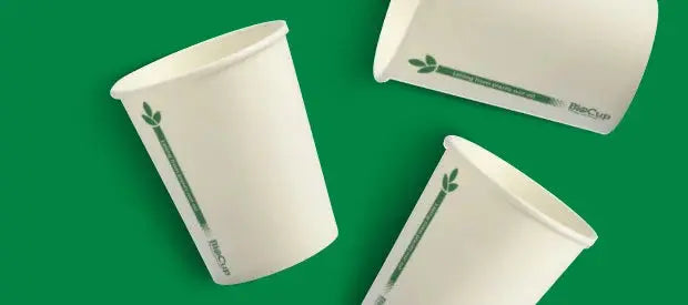 BioPak White Green Line Single Wall BioCup  Hot Cups