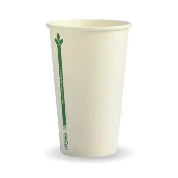 BioPak White Green Line Single Wall BioCup  Hot Cups