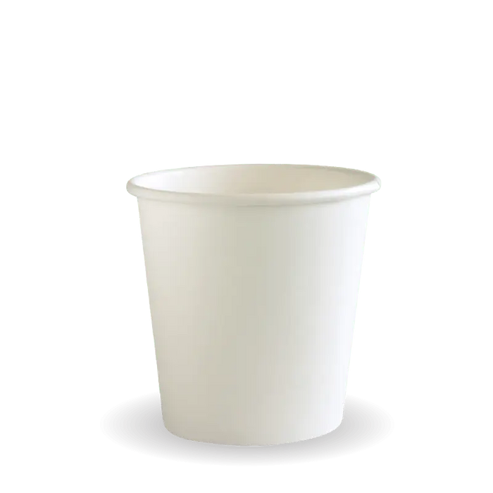 BioPak White Single Wall Hot BioCups – 120ml - 4oz – 63mm rim – carton of 2,000