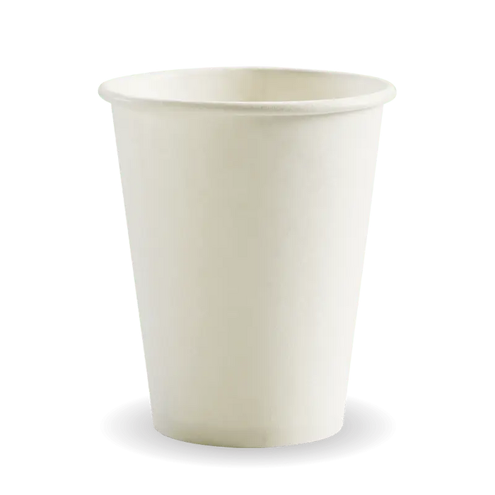 BioPak White Single Wall Hot BioCups – 280ml - 8oz – 80mm rim – carton of 1,000